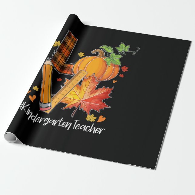 Papel De Presente LOVE Kindergarten Professor Fall Folhas outono (Desenrolado)