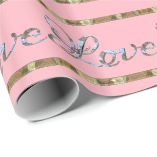 Papel De Presente Love Love Love Love Pink Eleger Designer