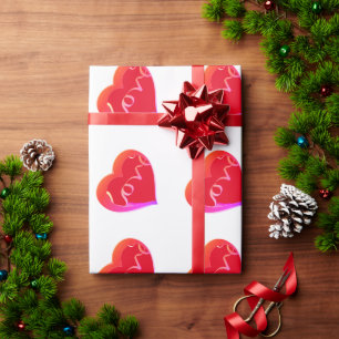 Papel De Presente Love Red Heart Wraping Paper