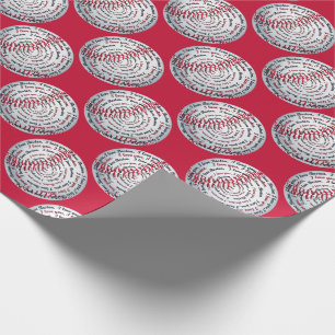 Papel De Presente Love U Love Boston-Baseball Gift Wrap 06-Red