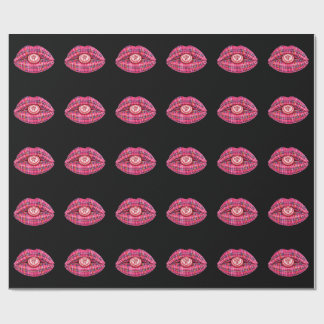 Papel De Presente Love Ye Scottish Tartan Kiss Lips Scotland pink