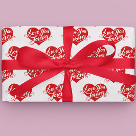 Papel De Presente Love You Forever Heart Valentine Wrapping Paper
