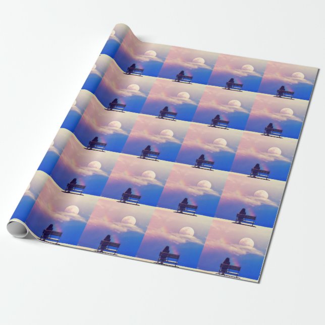 Papel De Presente Lua Arco-íris: Beleza Pastel Sky. (Desenrolado)
