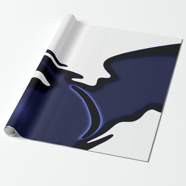 Papel De Presente Lua azul: Abstrato azul, branco e preto (Desenrolado)