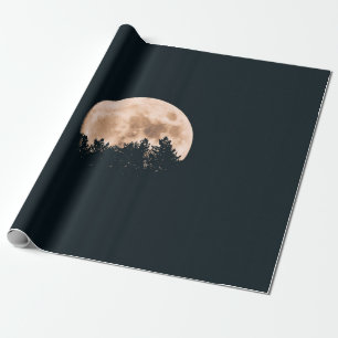 PAPEL DE PRESENTE LUA CHEIA ATRÁS DE UMA ESCADA DE ÁRVORE