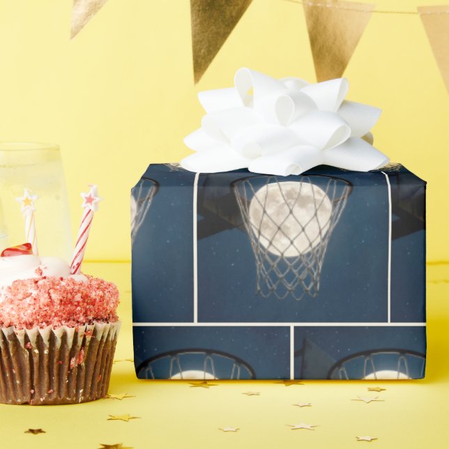 Papel De Presente Lua Cheia em uma Rede de Basquete (Festa de aniversário)