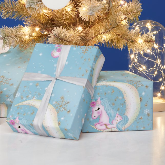 Papel De Presente Lua de Natal do Unicórnio (Feriados)