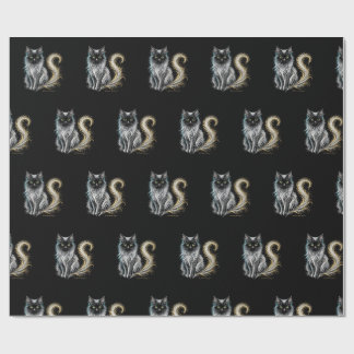 Papel De Presente Lua de Veludo Mane Silver Gato Preto