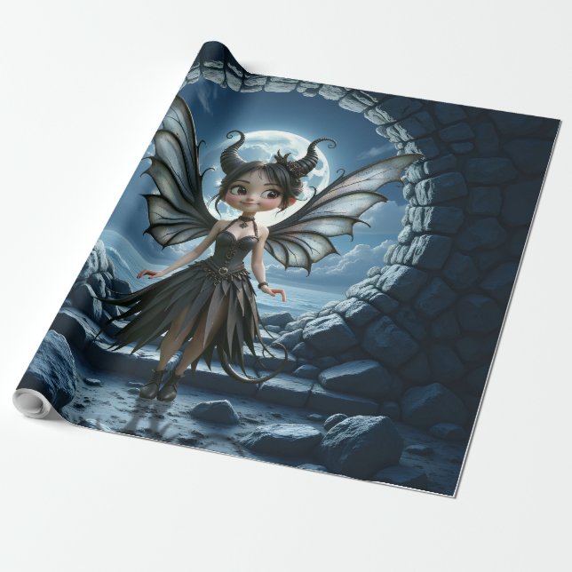 Papel De Presente Lua-Nascida Pequena Sombra, a Fada Gótica Fofa (Desenrolado)