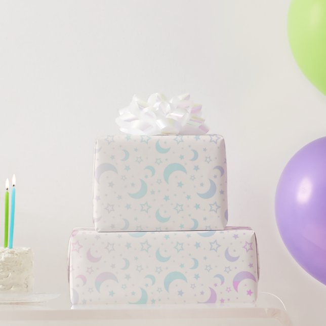 Papel De Presente Luares e Estrelas em Pastel no Halloween (Presentes para festas)