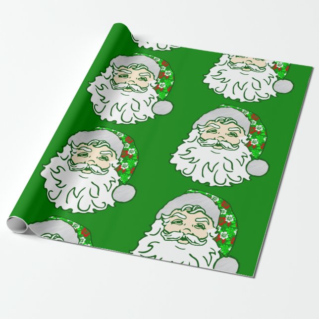 Papel De Presente luau natal hawaiian santa claus (Desenrolado)