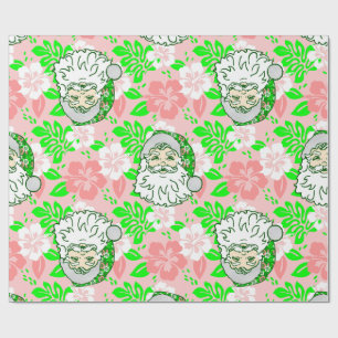Papel De Presente luau rosa natal havaiano papai noel hibisco