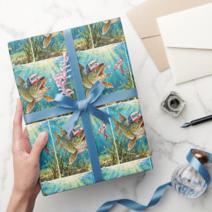 Papel De Presente Lúcio-do-norte Usando um Boné de Aposentado