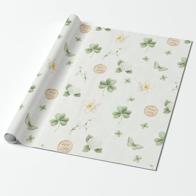 Papel De Presente Lucky Charm St Patricks Lucky Little Shamrock baby (Desenrolado)