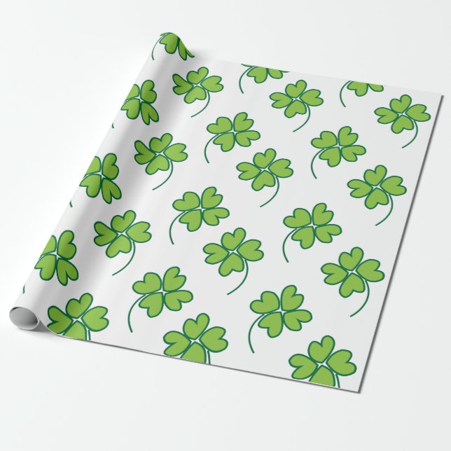 Papel De Presente Lucky Four Folha Clover (Desenrolado)