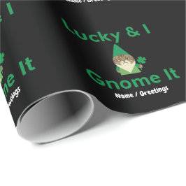 Papel De Presente  Lucky & I Gnome É Engraçado Sarcástico Gato Dia d