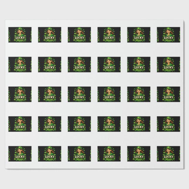 Papel De Presente Lucky Mom – St. Patrick’s Day Clover Design (Aberto)