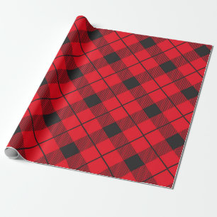 Papel De Presente Lumberjack vermelho e xadrez preta