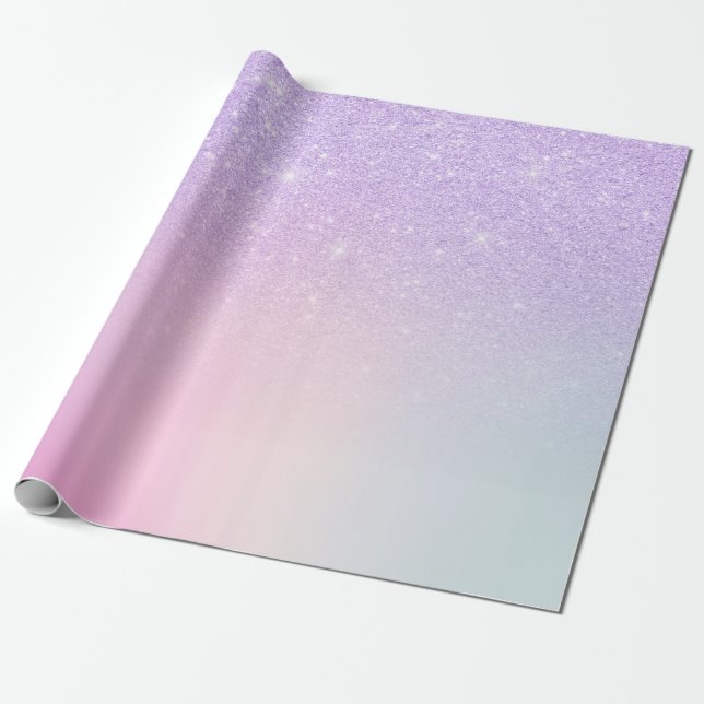 Papel De Presente Luminosa roxa-branca-ombre, na moda moderna e eleg (Desenrolado)