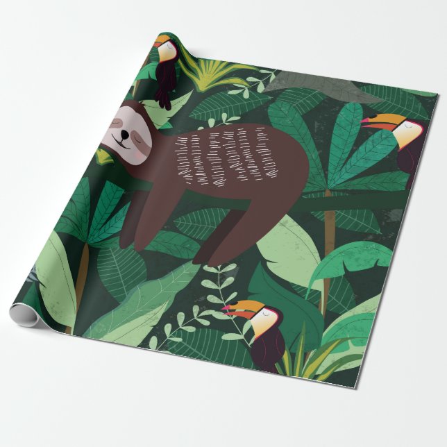 Papel De Presente Luminosidade cúbica em padrão de ilustração tropic (Desenrolado)