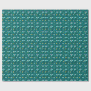 Papel De Presente Luna Moth Celestial Moons & Stars Teal