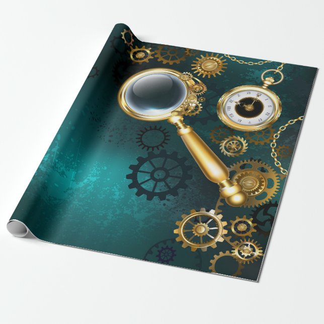 Papel De Presente Lupa no estilo Steampunk (Desenrolado)