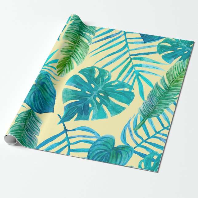 Papel De Presente Lush greenery of tropical plants from jungle. Endl (Desenrolado)