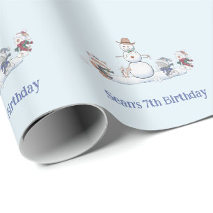 Papel De Presente Luta de Bola de Neve de Inverno Personalizada de A