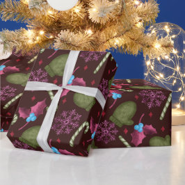 Papel De Presente Luvas de Natal, Flocos de Neve, Bastões de Hortelã