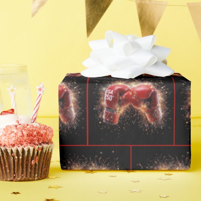 Papel De Presente Luvas Red Boxing para a 250ª Celebração dos EUA (Festa de aniversário)