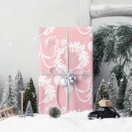 Papel De Presente Lux Christmas Elegant Baubles em rosa