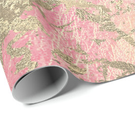 Papel De Presente Lux Dourada Marble Pastel Unicorn Urn Abstrato