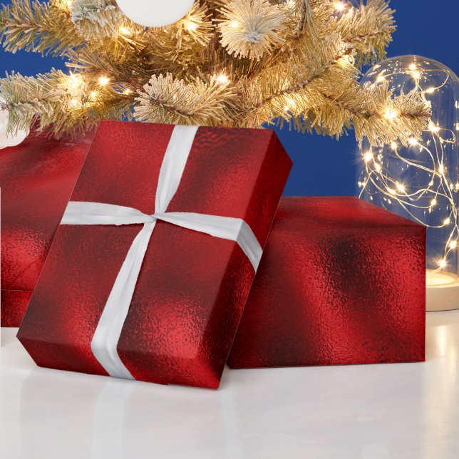 Papel De Presente Luxe Red Faux Foil (Feriados)