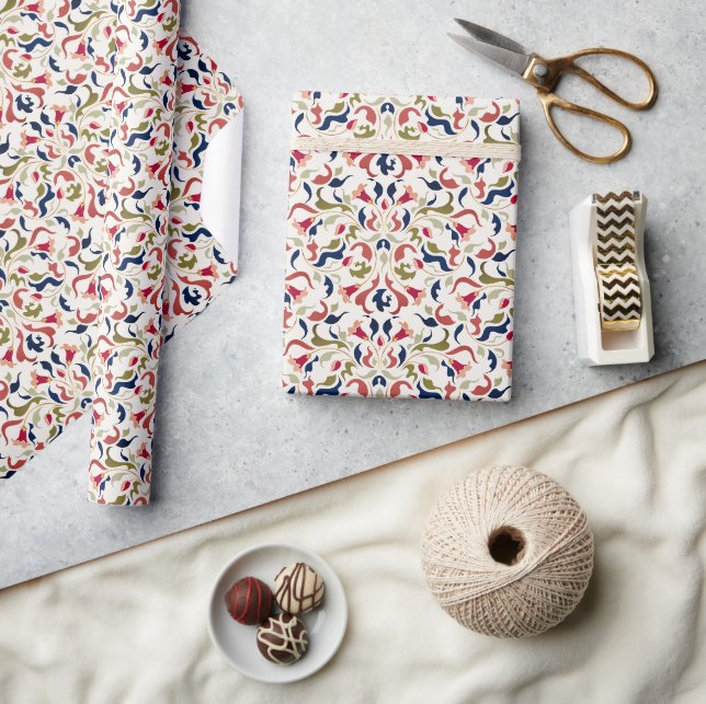 Papel De Presente Luxo Artístico Botânico Floral Paisley Casamento (Artesanato)