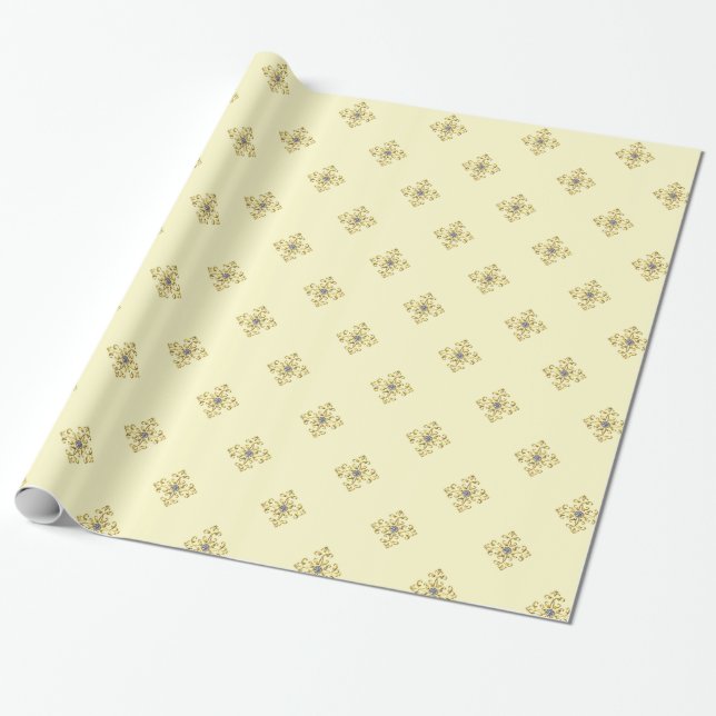 Papel De Presente Luxo branco/Dourado (Desenrolado)