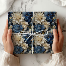 Luxo Branco Marfim Floral Sofisticado Envoltório