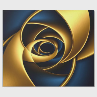 Papel De Presente Luxo Dourado e Azul Marinho Espiral Abstrato  Eleg
