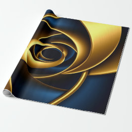 Papel De Presente Luxo Dourado e Azul Marinho Espiral Abstrato  Eleg