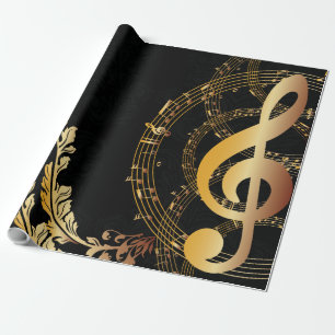 Papel De Presente Luxo elegante da nota da música