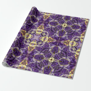 Papel De Presente Luxo, elegante, padrão vintage, roxo, amarelo