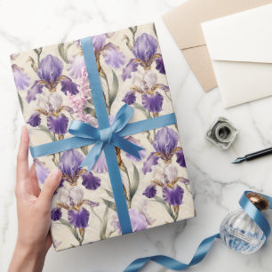 Papel De Presente Luxo Equilibrado Elegante Flores de Íris