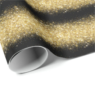 Papel De Presente Luxo Presente Popular Dourado Brilhante Preto
