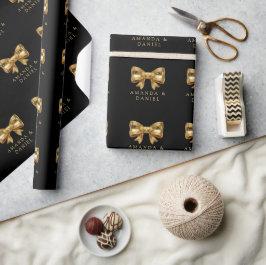 Papel De Presente Luxo Preto e Dourado  Arco Dourado Casamento