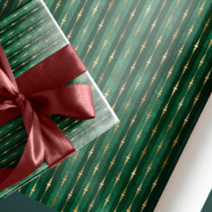 Papel De Presente Luxo Vintage Escuro Verde listras douradas Gótico