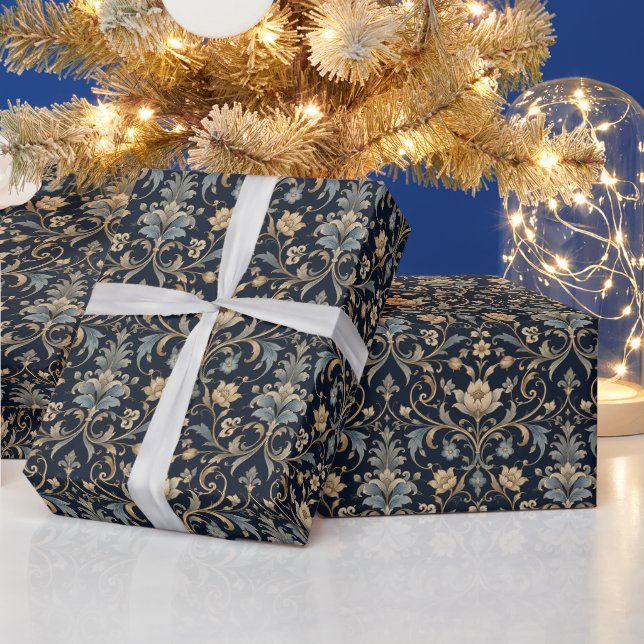 Papel De Presente Luxooso Floral Filigrana Gracioso (Feriados)