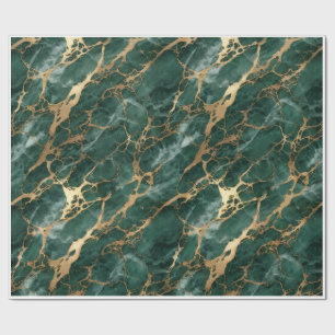 Papel de Presente Luxuoso Esmeralda Verde e Mármor