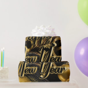Papel De Presente Luxuoso padrão de confete dourado Champagne Eleg