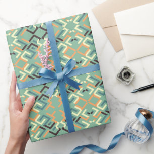 Papel De Presente Luxuoso Sem Costura Geométrico Tribal Verde Salvia