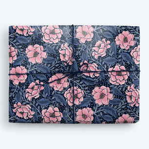 Papel De Presente Luxury Azul e Camellia Rosa Sua Verdadeiramente Fl