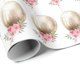 Papel De Presente Luxury Beige Balloon Glitter